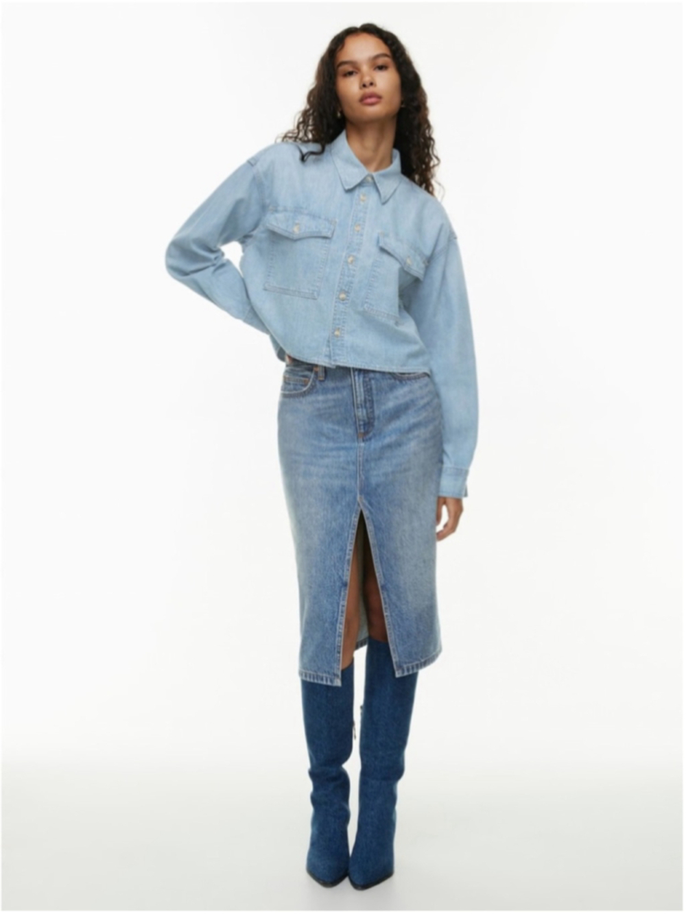 Aritzia Denim Forum The '90s Utility Shirt light weight relaxed denim sz xs